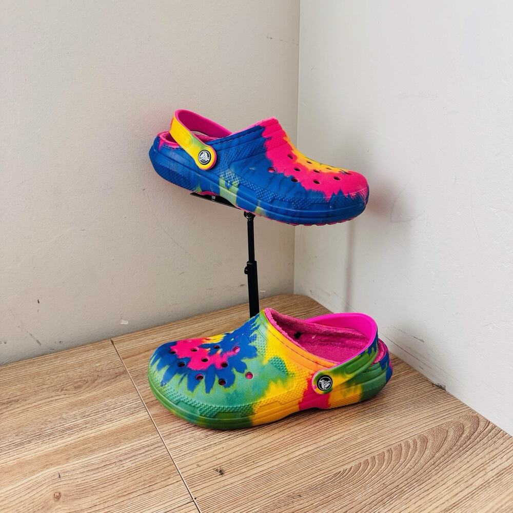 Crocs Pink Tie Dye Slip On Fur Lined Clogs Women’s Size 7